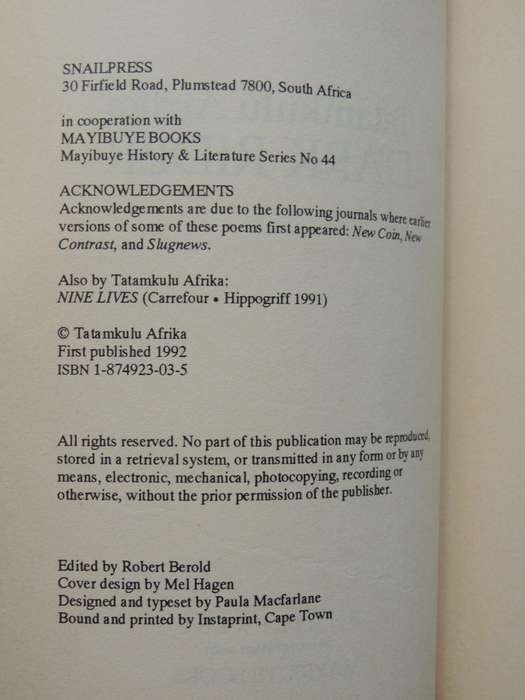 Dark Rider  - Tatamkulu Afrika    Inscribed By Author
