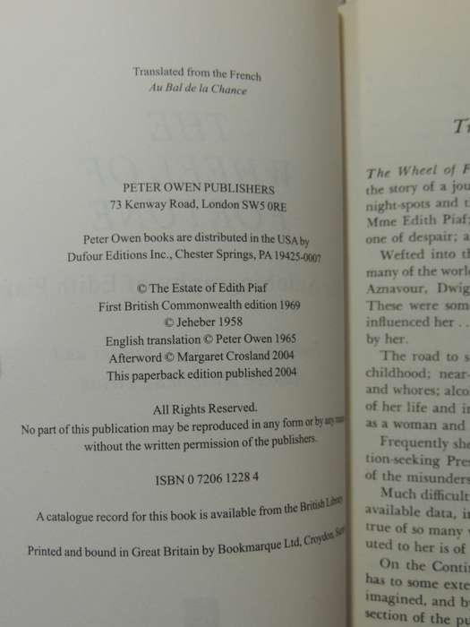 The Wheel Of Fortune: The Official Biography - Edith Piaf