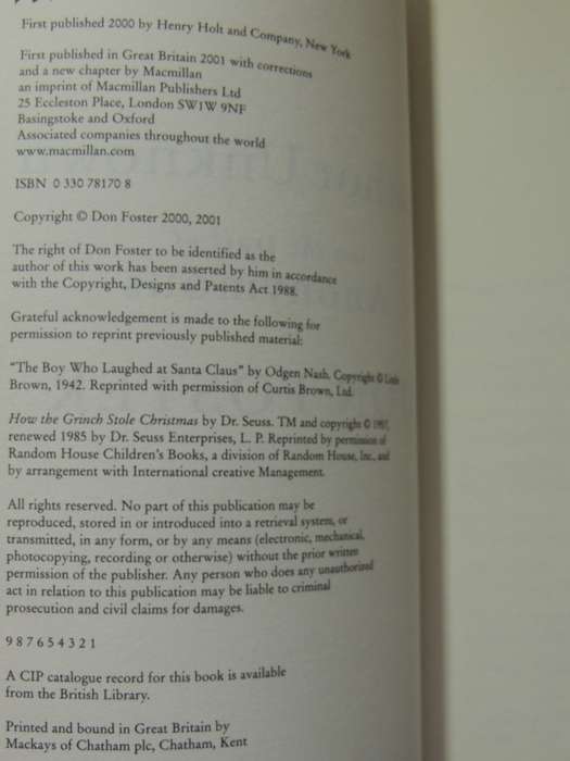 Author Unknown: On The Trail Of Anonymous - Don Foster