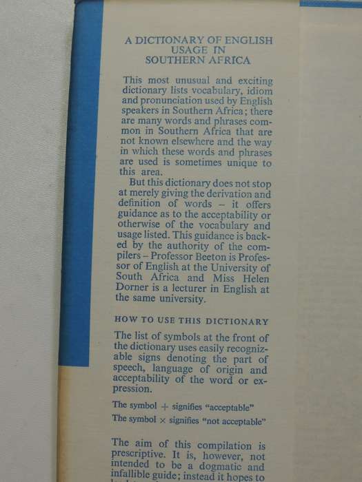 A Dictionary Of English Usage In Southern Africa - D.R. Beeton & Helen Dorner