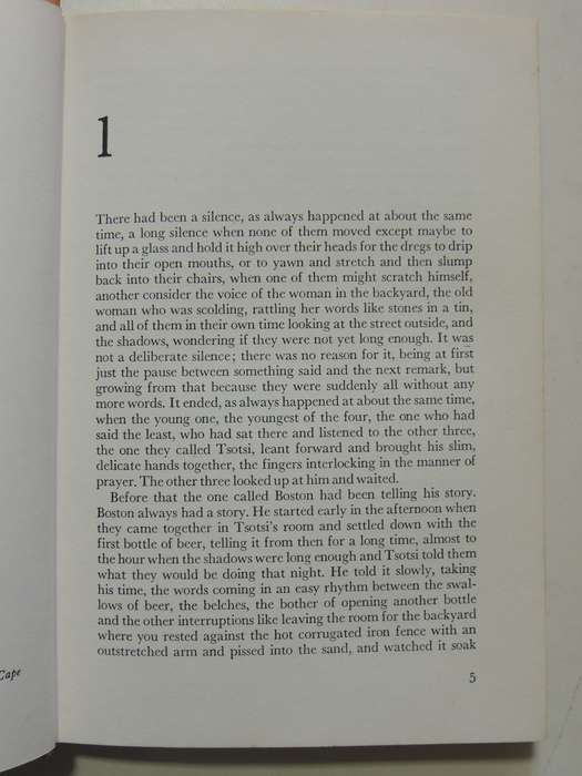 Tsotsi - A Novel by Ahtol Fugard     First South African Edition 1980