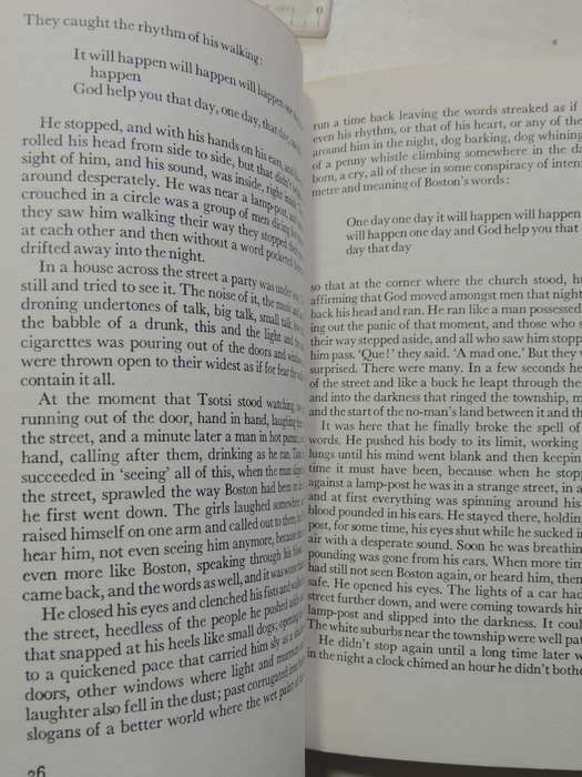Tsotsi - A Novel by Ahtol Fugard     First South African Edition 1980