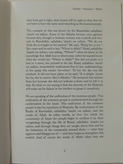 Tawhid Futuwwa Hubb - Shakyh Dr. Abdalqadir As-Sufi