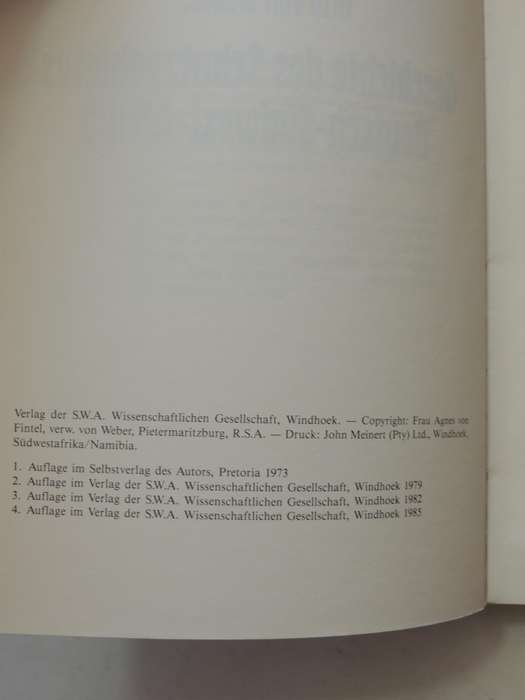 Geschichte Des Schutzgebietes Deutsch-Sudwest-Afrika - Otto Von Webber