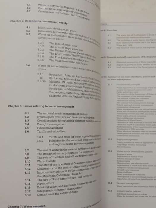 Management Of The Water Resources Of The Republic Of South AfricaDepartment Of Water Affairs