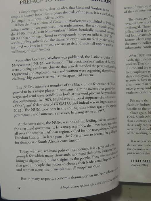 Gold & Workers: A People's History Of South Africa 1886-1924 Vol 1 - Luli Callinicos  (2nd Edition)