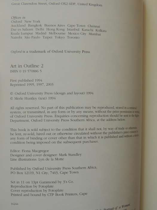 Art In Outline 2: From Rock Art To The Late 18th Century - Merle Huntley