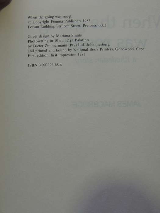When The Going Was Rough - A Rhodesian Story  James MacBruce