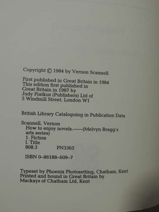 How To Enjoy Novels - Vernon Scannell