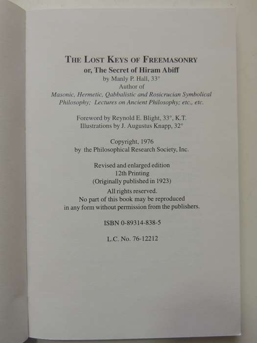 The Lost Keys of Freemasonry - Manly P Hall