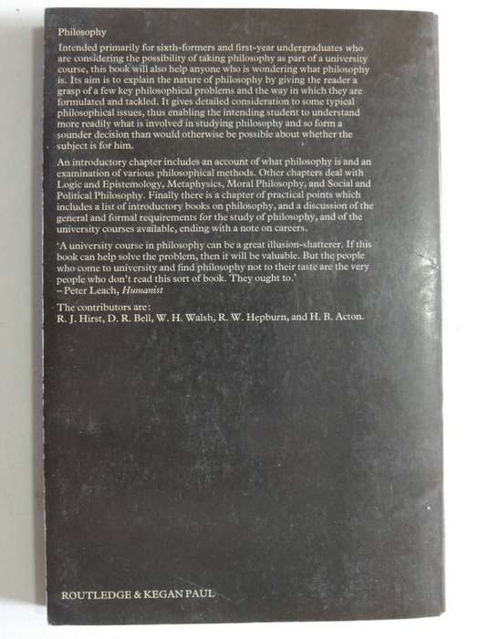 Philosophy: An Outline For The Intending Student - ed R.J. Hirst