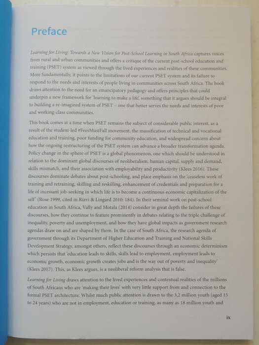 Learning For Living: Towards A New Vision For Post-School Learning In South Africa - ed Ivor Baatjes