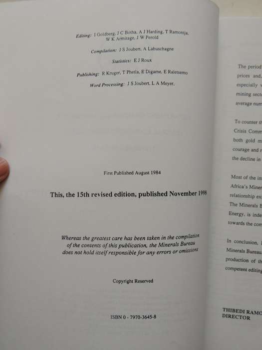 South Africa's Mineral Industry 1997/98Department Of Minerals And Energy