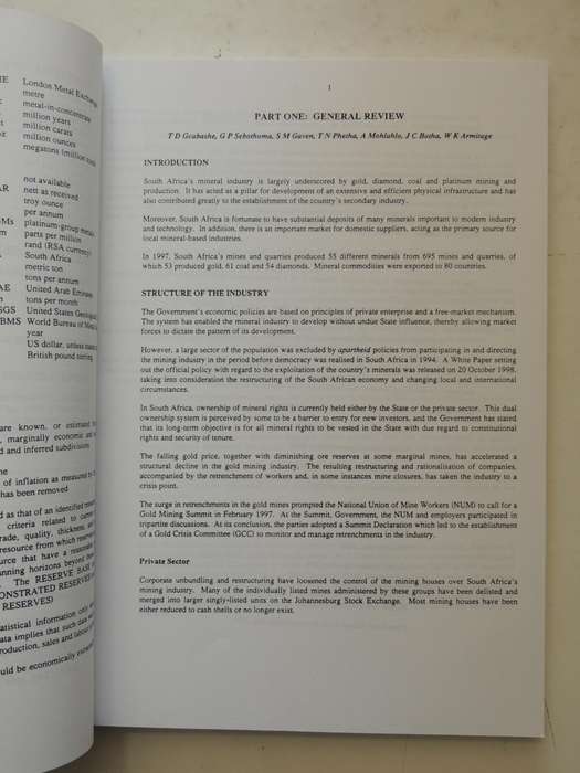 South Africa's Mineral Industry 1997/98Department Of Minerals And Energy