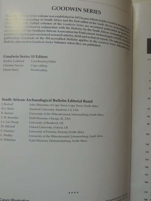 South African Archaeological Society Goodwin Series Volume 10 December 2008: Current Themes In Middl