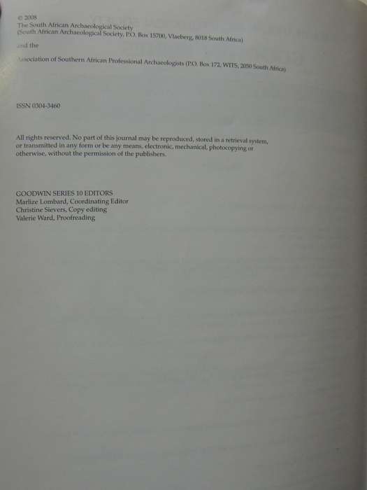 South African Archaeological Society Goodwin Series Volume 10 December 2008: Current Themes In Middl