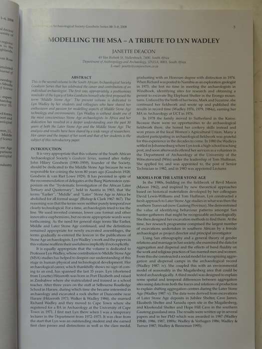 South African Archaeological Society Goodwin Series Volume 10 December 2008: Current Themes In Middl