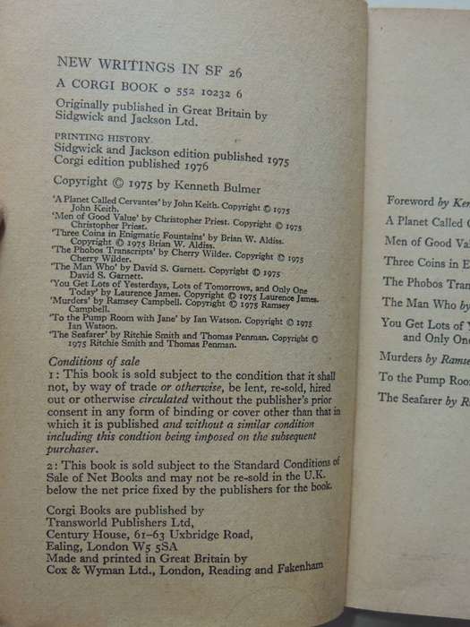New Writings In SF - 26 (1976) - ed John Carnell