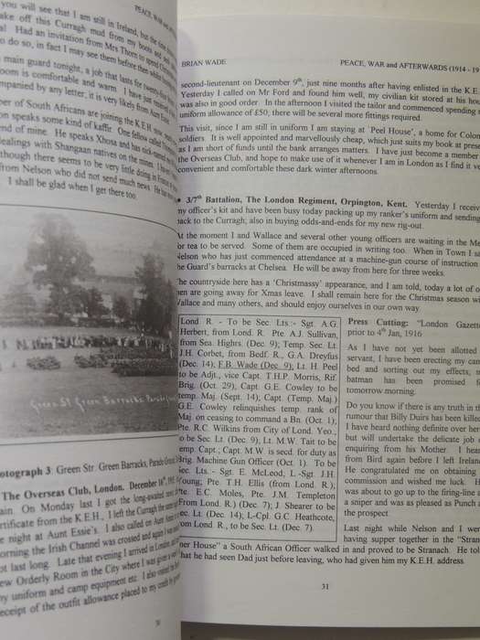 Peace, War And Afterwards 1914-1919: A Young Man's Letters Wrtten Chiefly To His Mother - Brian Wade