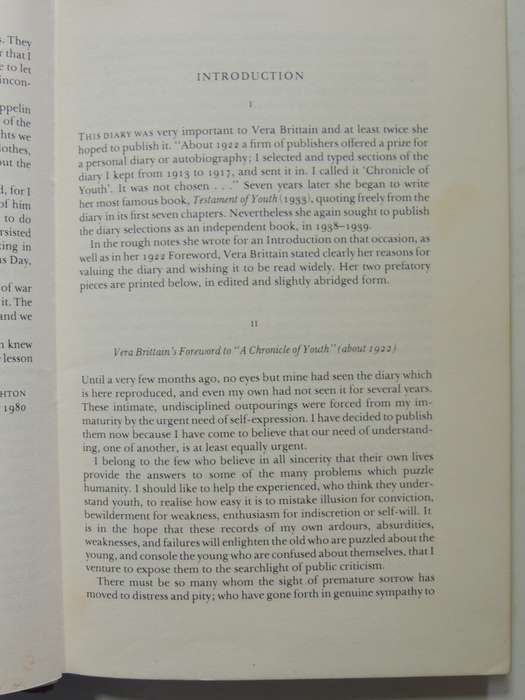 Chronicles Of Youth: Vera Brittain's War Diary 1913-1917 - ed Alan Bishop