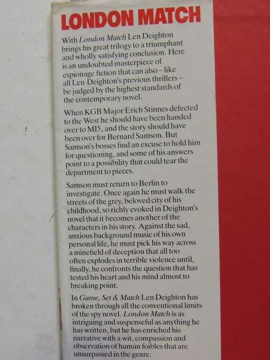 London Match- Len Deighton     First Edition 1985