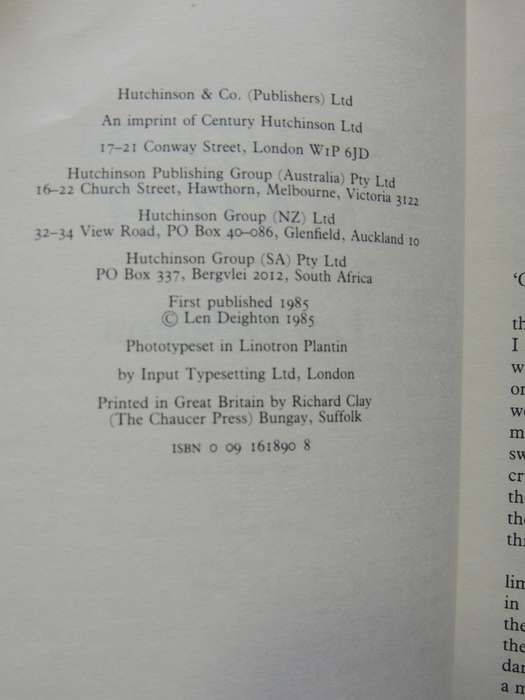 London Match- Len Deighton     First Edition 1985