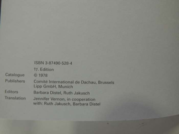 Concentration Camp Dachau 1933 - 1945Catalogue 1978