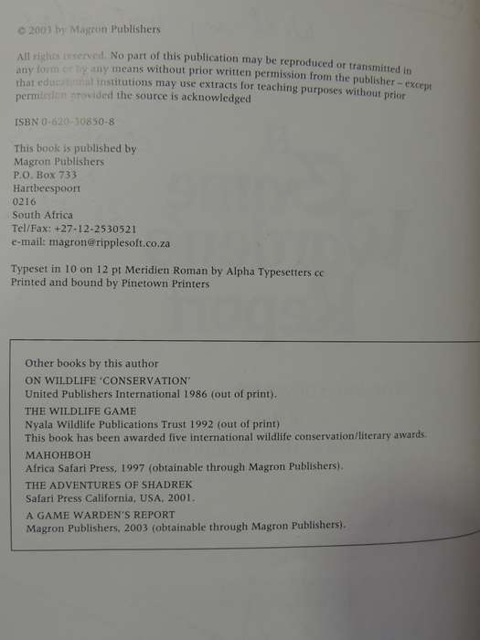 A Game Warden's Report, The State of Wildlife in Africa at the Start of the Millenium - Ron Thomson