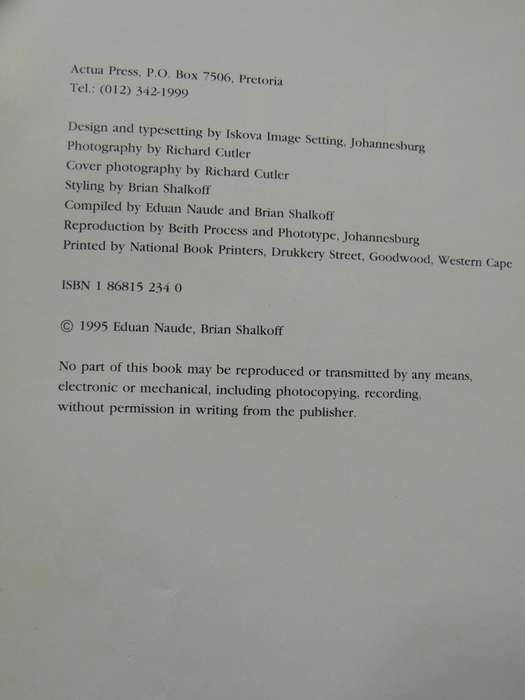 Egoli Recipe Book (Inscribed By Eduan Naude & Brian Shalkoff - Owners Of The Gramadoelas Africa Rest