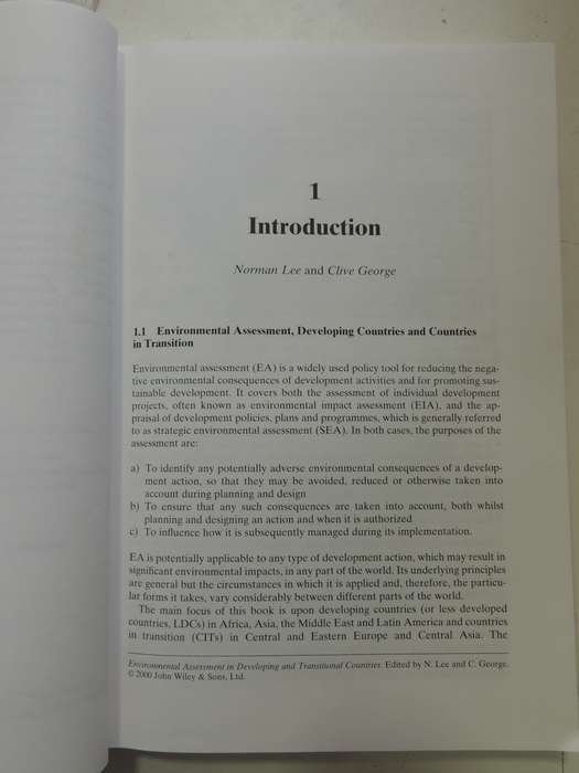 Environmental Assessment in Developing and Transitional Countries - Ed Norman Lee, C George