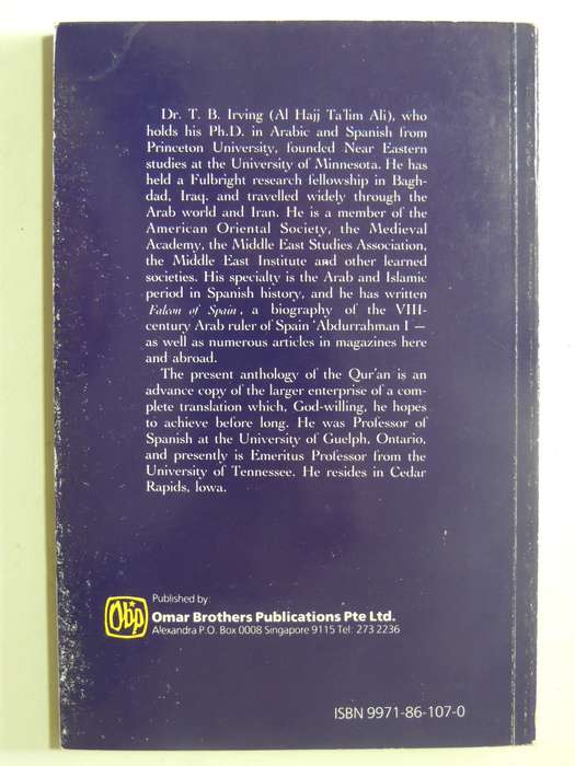 Selections From The Noble Reading: An Anthology Of Passages From The Qur'an - trans Dr. T.B. Irving
