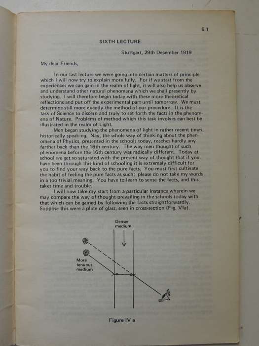 First Scientific Lecture Course Light Course Stuttgart 1919-20 Vol. 1 - Rudolf Steiner  1977
