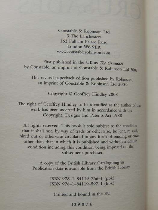 A Brief History Of The Crusades: Islam & Christianity...Struggle ..World SupremacyGeoffrey Hindley