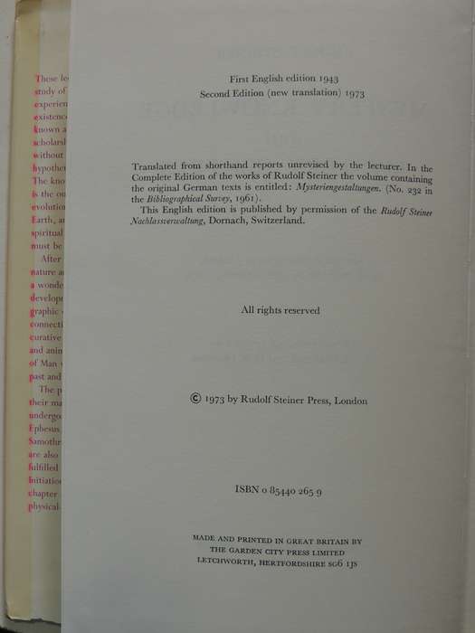 Mystery Knowledge and Mystery Centres 14 Lectures Given in Dornach November 1923 - Rudolf Steiner