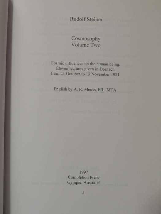 Cosmosophy: Volume 2: Cosmic Influences on the Human Being - Rudolf Steiner