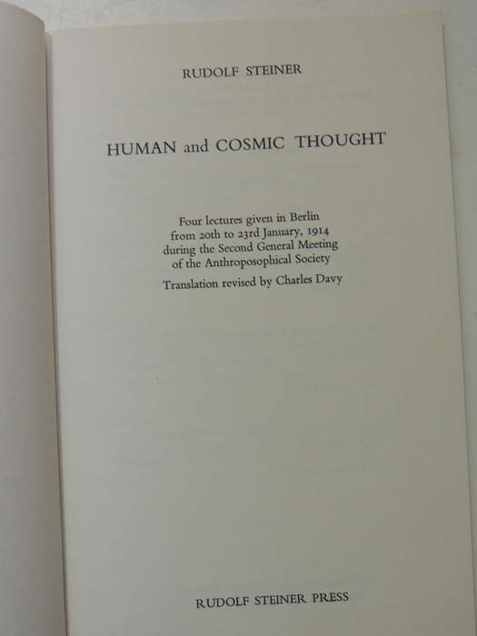 Human and Cosmic Thought- Rudolf Steiner  1977