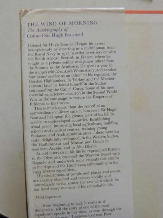The Wind Of Morning - Colonel Sir Hugh Boustead KBE, CMG, DSO, MC