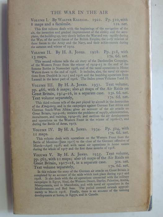 The War In The Air: Being The Story Of The Part Played In The Great War .. Royal Air Force HA Jones