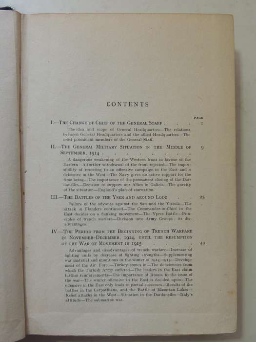 General Headquarters 1914-1916 And Its Critical DecisionsGeneral -  Erich Von Falkenhayn  1919