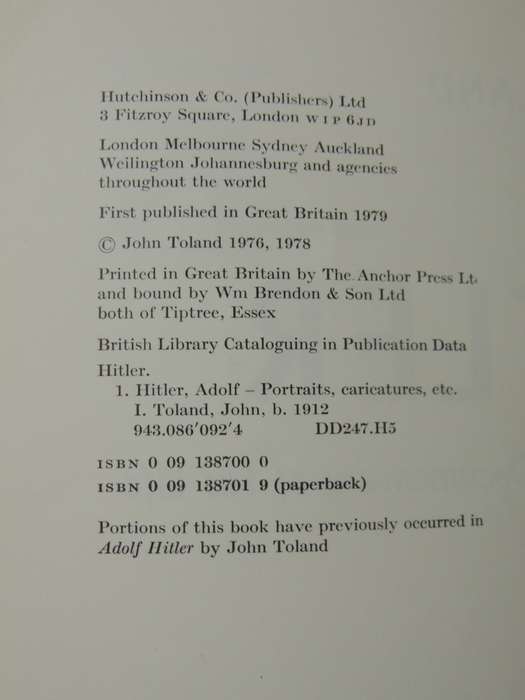 Hitler: The Pictorial Documentary Of His Life- John Toland