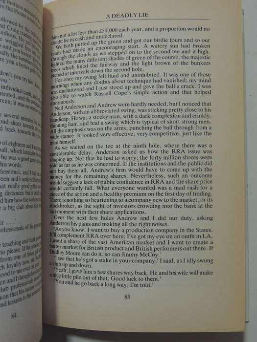 A Deadly Lie: A Chris Ludlow Golfing Thriller- Malcolm Hamer  FIRST EDITION 1992