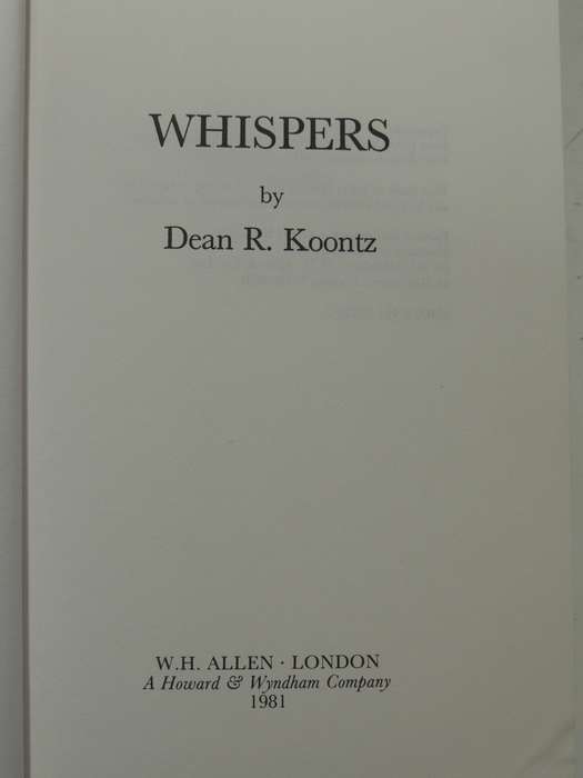 Whispers  - Dean R. Koontz      First British Edition 1981