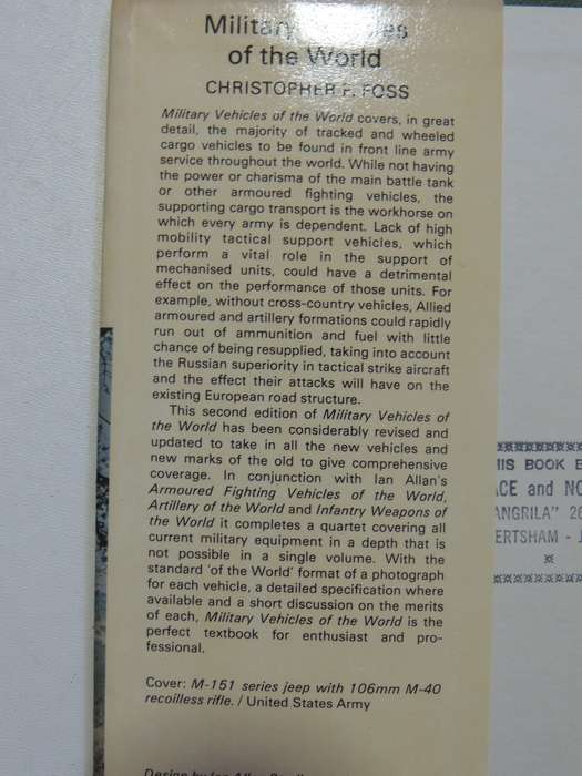 Military Vehicles Of The World - Christopher F. Foss      2nd Edition 1978