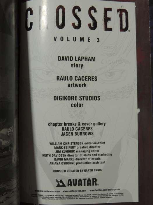 Crossed Vol 3: Psychopath- David Lapham & Raulo Caceres