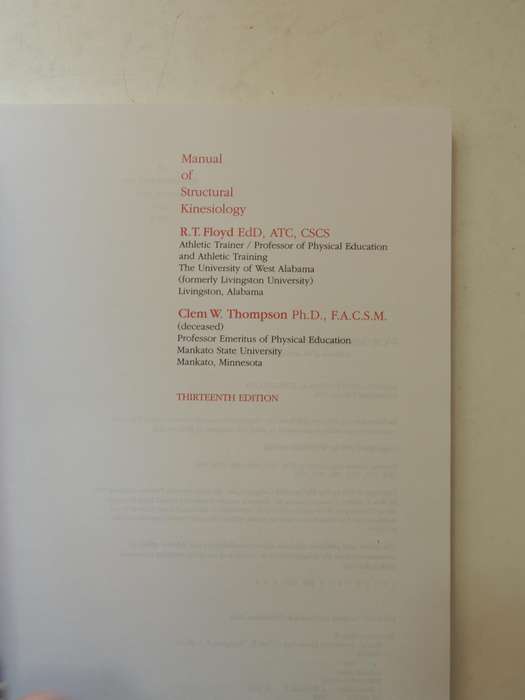 Manual Of Structural Kinesiology - R.T. Floyd & Clem W. Thompson  (Thirteenth Edition)