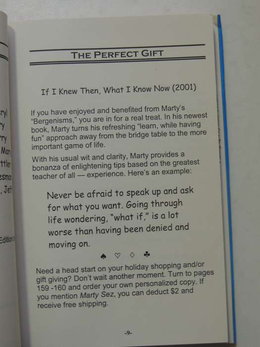 Points Schmoints Series Marty Sez Bergen's Bevy of Bridge Secrets - Marty Bergen Inscribed
