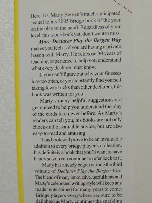 More Declarer Play the Bergen Way, How to Make More Contracts - Marty Bergen Inscribed