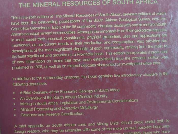 The Mineral Resources Of South Africa- ed. M.G.C. Wilson & C.R. Anhaeusser   6th Edition
