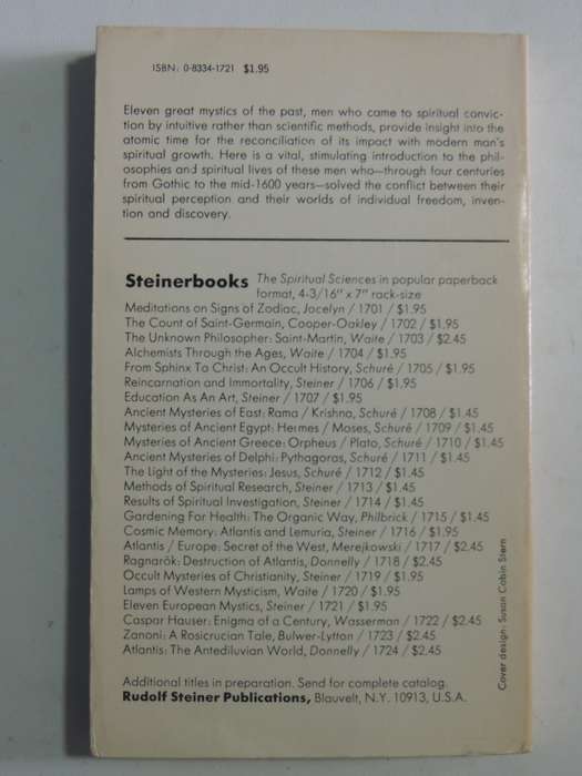 Eleven European Mystics - Rudolf Steiner   VERY SCARCE
