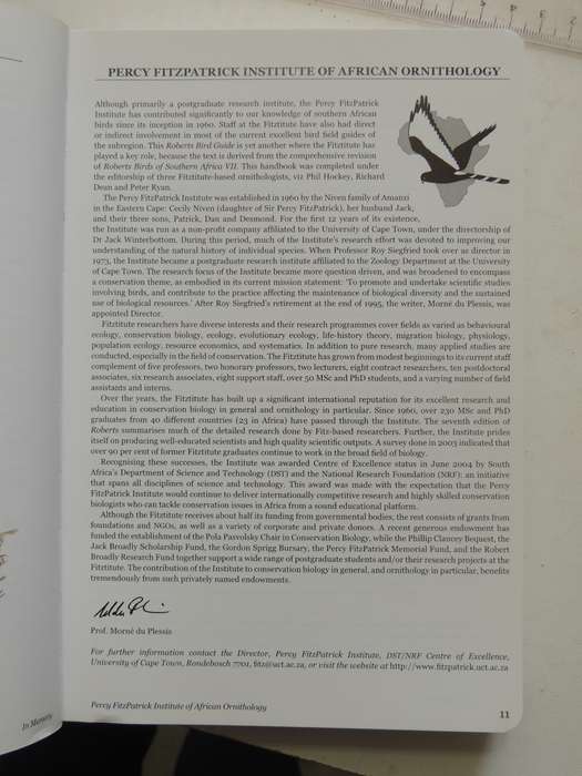 Roberts Bird Guide  - Hugh Chittenden    Reprinted 2009